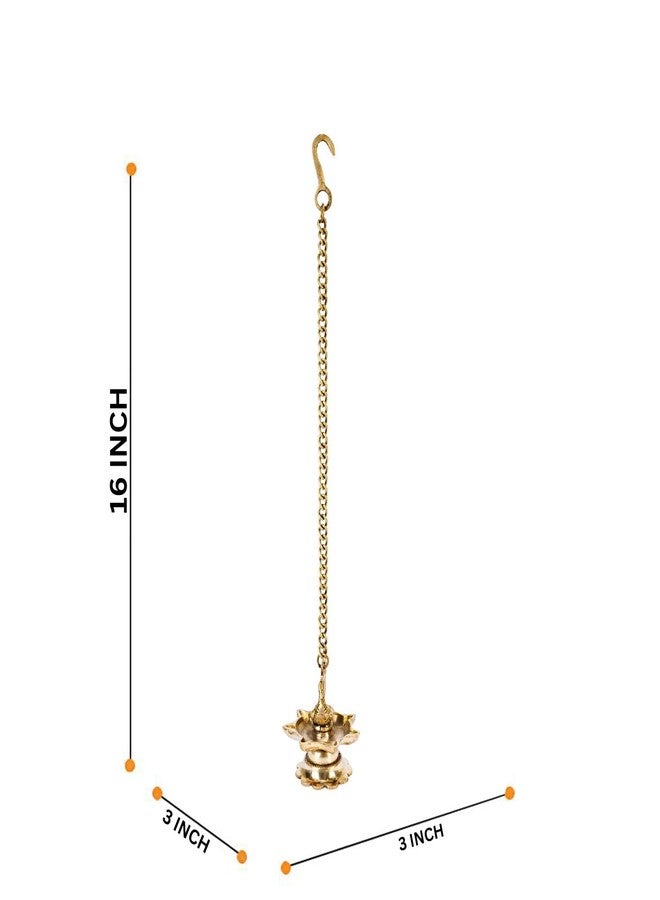 APKO Handmade Antique Ethnic Peacock Design 7 Oil Wick Brass Hanging Diya, Brass Diyas for Decoration, Temple Decor (Pack of 2) - Image 3